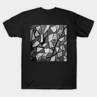 Stained glass in black and gray T-Shirt